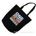 Black advertising screen print tote bag for shopping